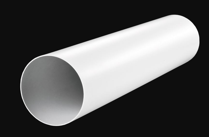  Rör 100mm Fyrir Viftu 1m Rr100/1 Hvítt Plaströr 1m.