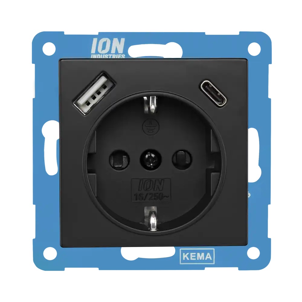Ion Tengill+usb A/C V1/J1 Matt Svartur 10.300.416