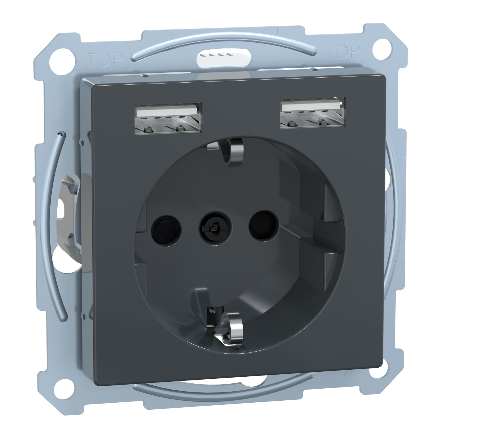 M-grátt Tengil+2xusb Meg2366-0414 Usb Hleðsl.2,4a