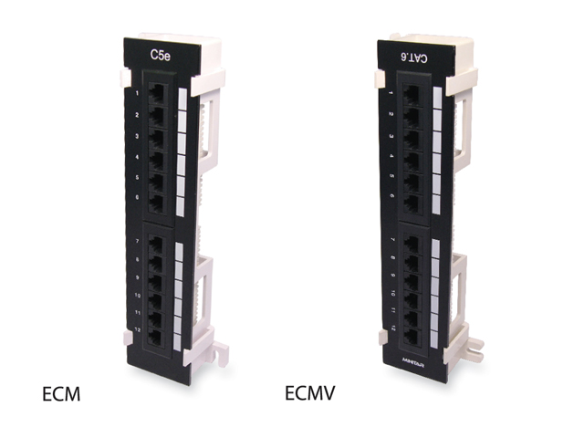 Tengibjarg 12p Cat6 Utp Með 89d Fest., Svart Á Vegg Eða Í Tö