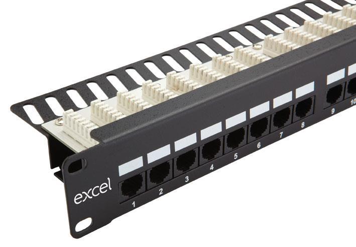 Cat6 Excel 100-302 24p Tengibjarg Utp 1u, Svart Iso11801-2ed