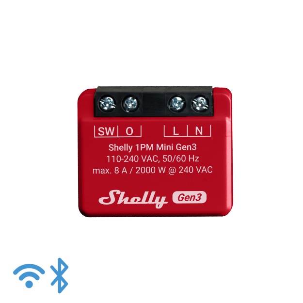 Shelly 1pm Mini (Gen 3) - Wifi-relay Með Orkumælingu (110-24