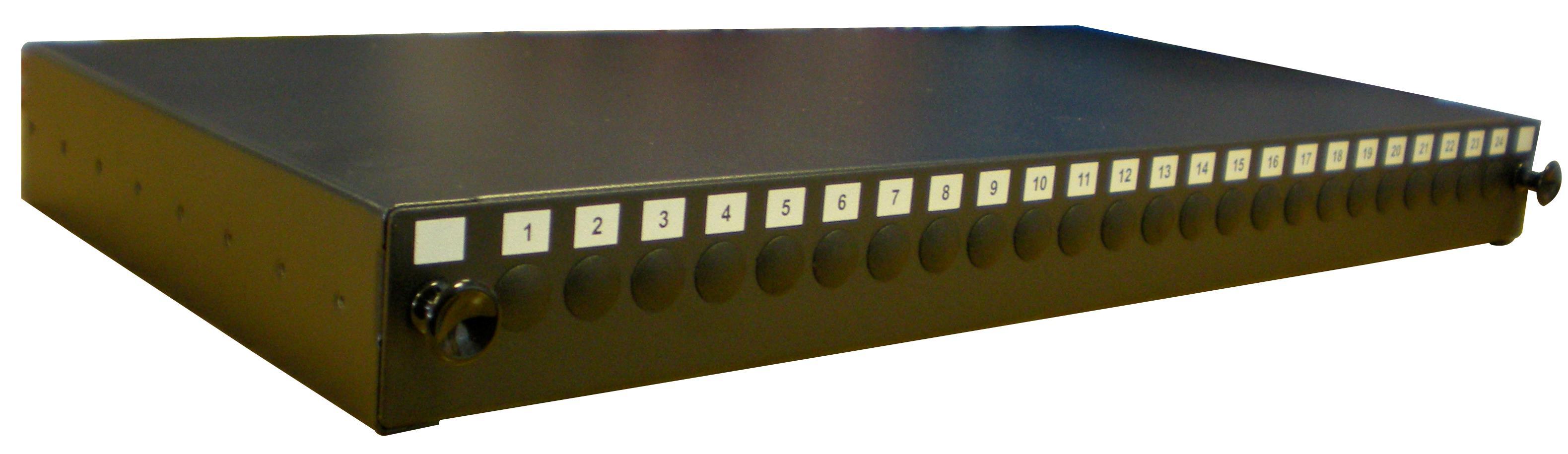 Ljósl.Skúffa Í 19" Excel 24p F/St Einfal, Tekur (12pör) St T