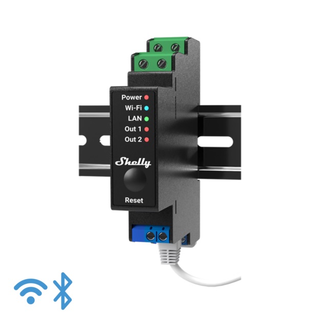 Shelly Pro 2pm - 2rása Wifi-relay Með Orkumælingu (24vdc/110