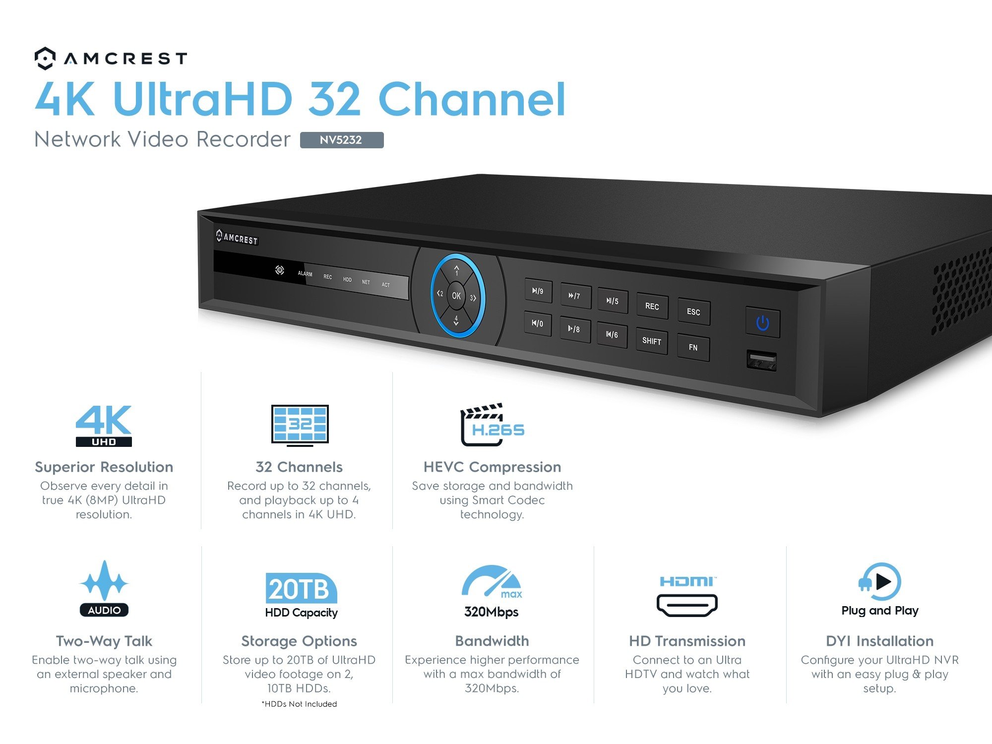 Amcrest Nv5232-6tb, 32 Channel Network Video Recorder