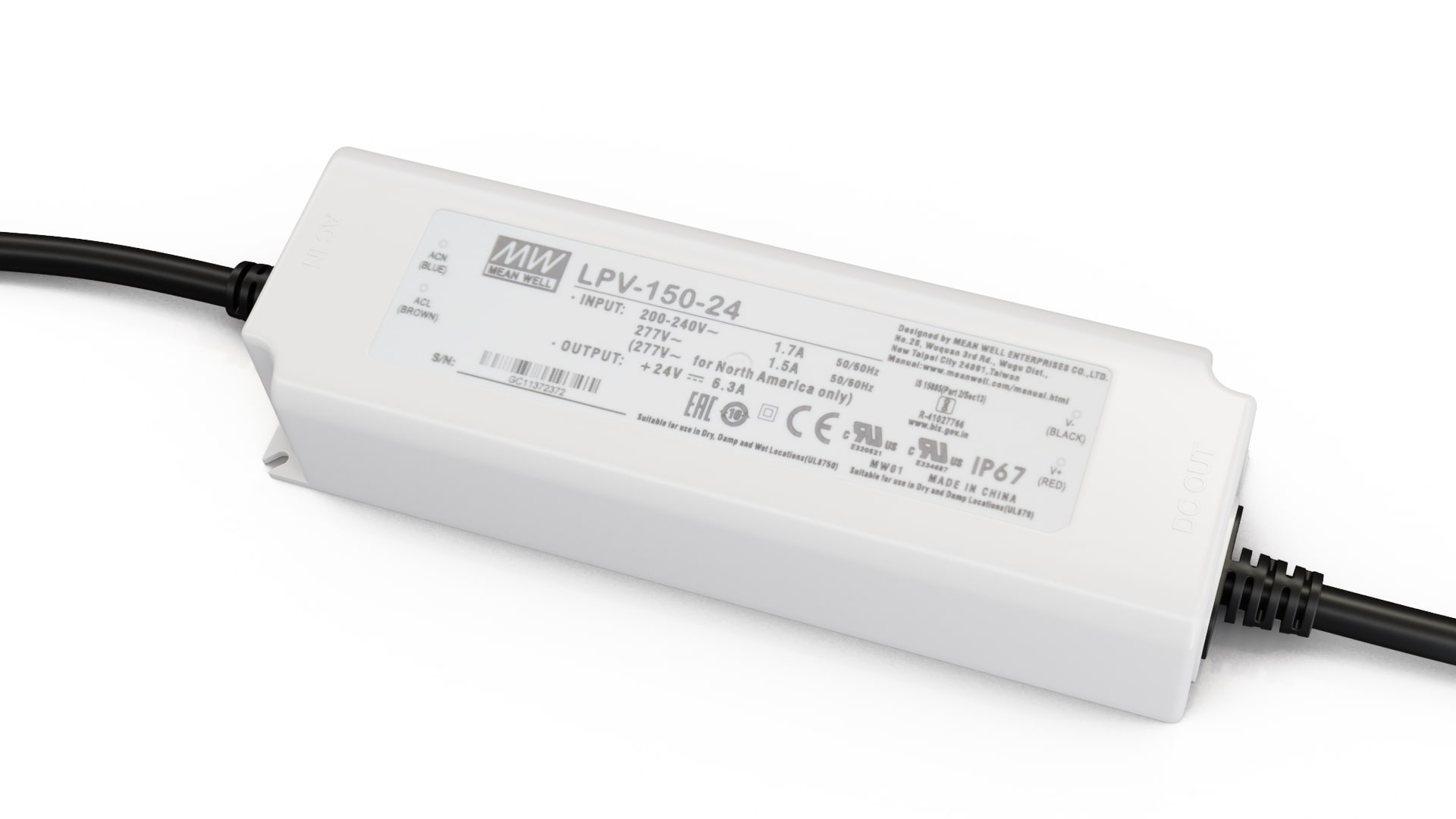 Led Spennir 150w - 24v Meanwell Lpv Ip67