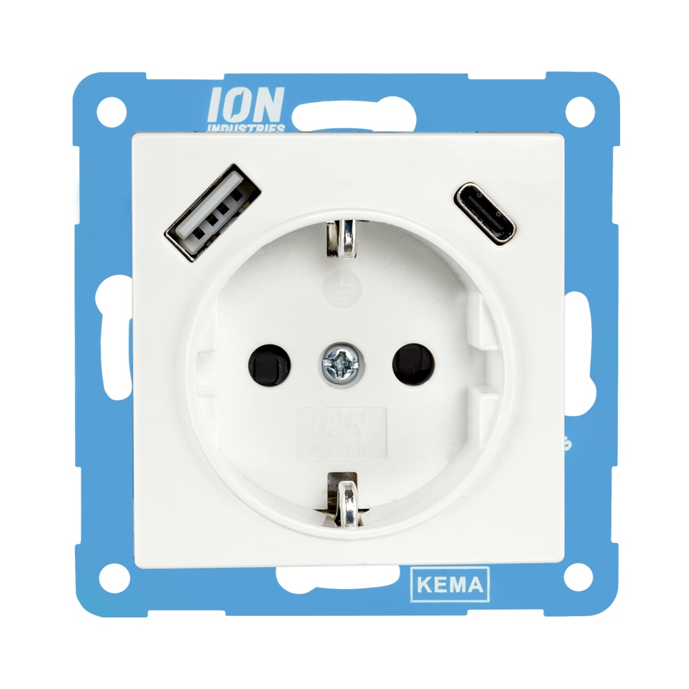 Ion Tengill+usb A/C V1/J1 Glans Hvítur 10.300.414