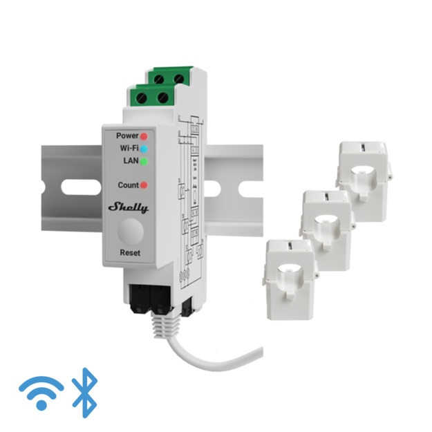 Shelly Pro 3em 120a - Wifi 3fasa Orkumælir 120a