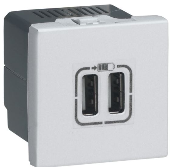 Mosaic N 2xusb Hleðslustöð 278594l 2xtype A 5v 3a  2-bil