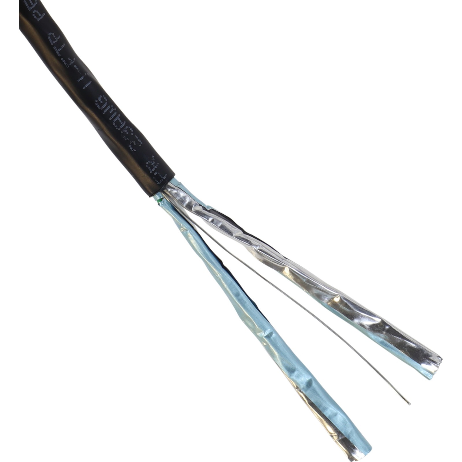 Tölvustr Cat6a U/Ftp 100-993 Útistr. 500m Svart,Niðurm,Skerm